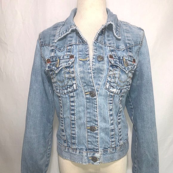 true religion jean jacket light blue